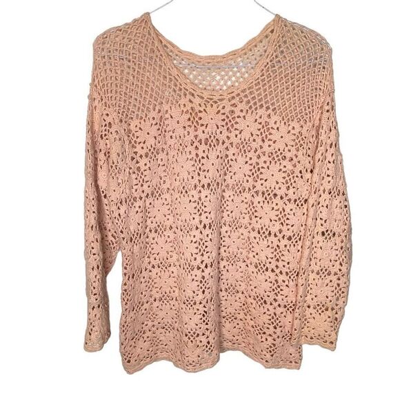 Vintage handmade Crochet sweater boho peek a boo chunky thick knit NO TAGS - Picture 1 of 5